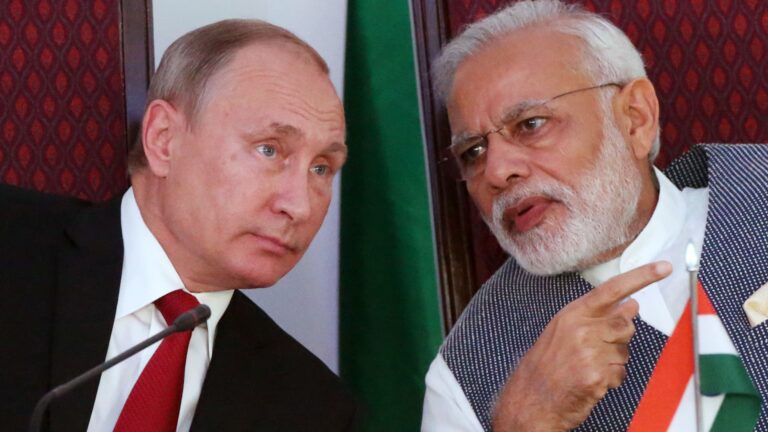 India PM Narendra Modi meeting Russian President Vladimir Putin in