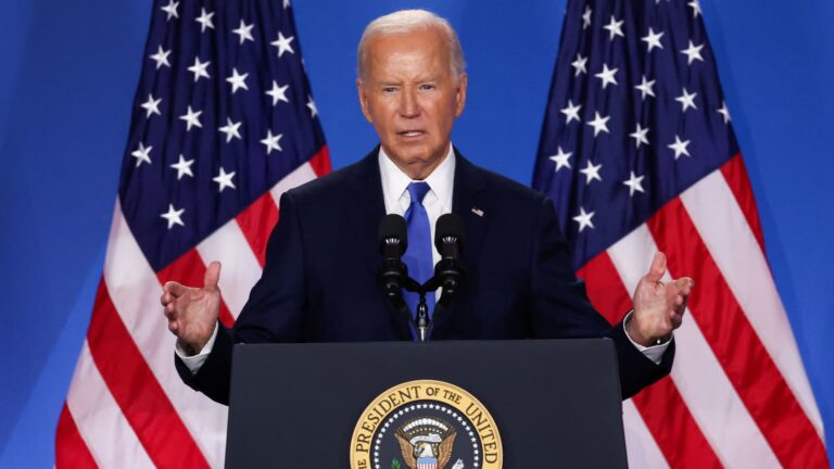 President Joe Biden holds rare solo press conference